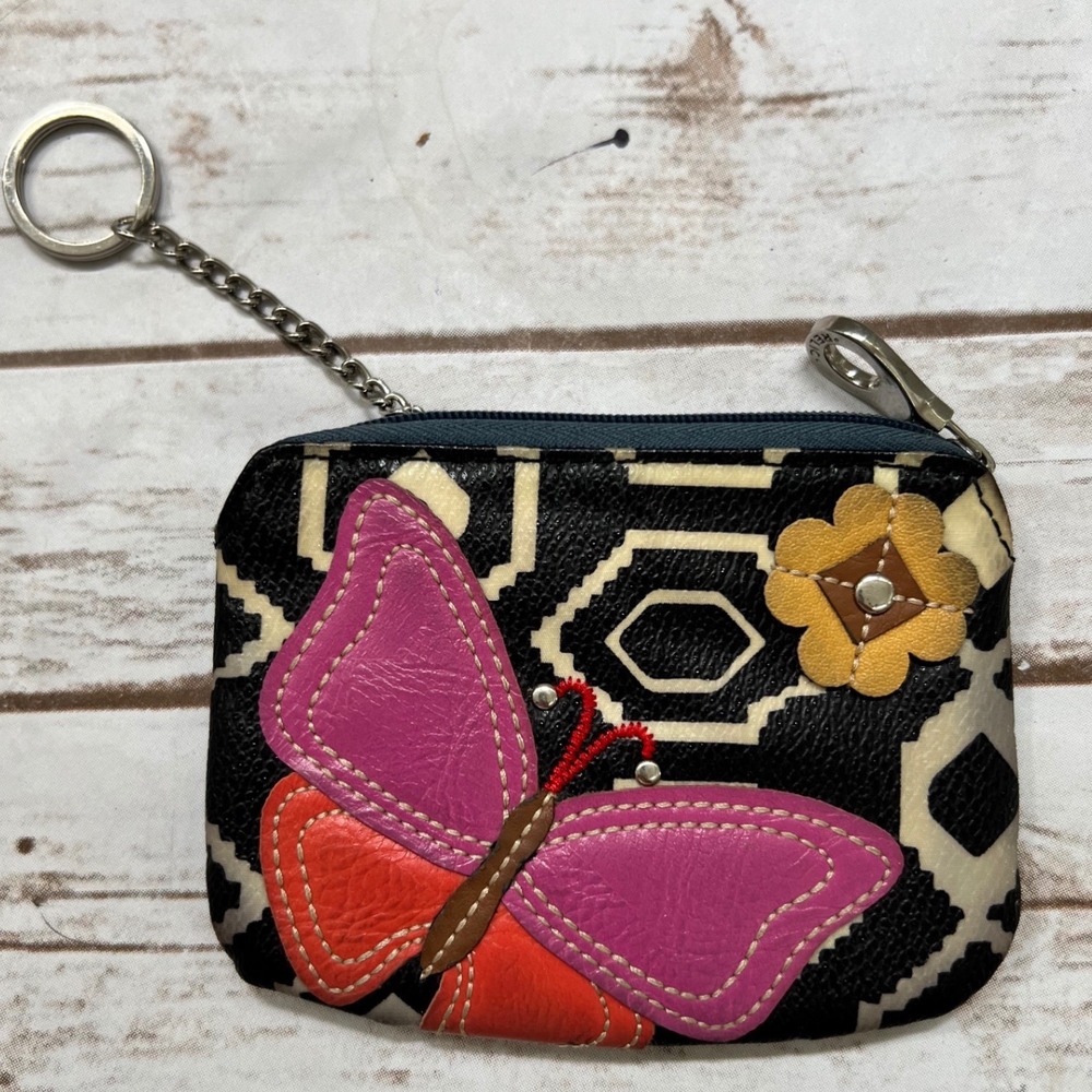 Relic Coin Pouch Keychain Black Cream Blue Butterfly Geometric Small OS